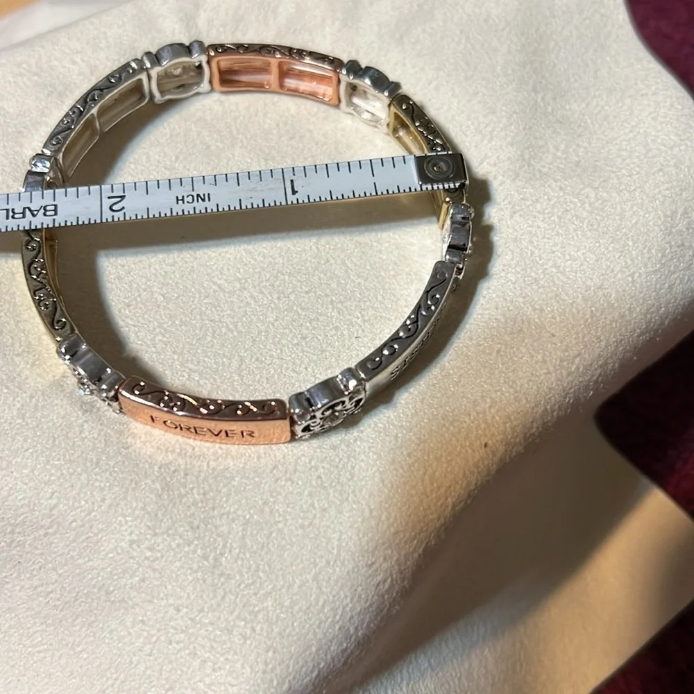 Friends Sisters Forever gold, silver and rose tone, rhinestones bracelet - Picture 6 of 7